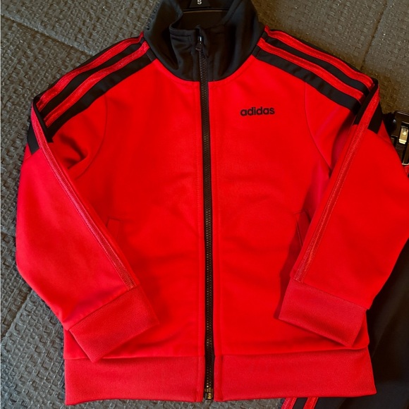 kids Adidas Red and Black Track Jacket - Picture 2 of 6